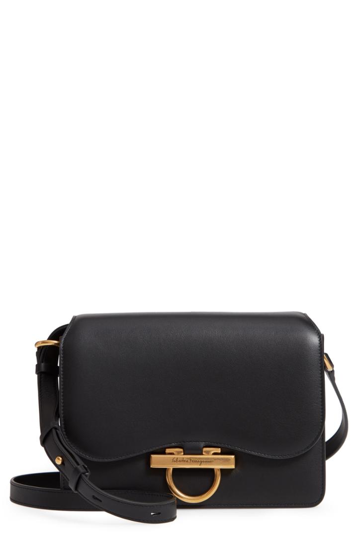 Salvatore Ferragamo Medium Classic Flap Leather Shoulder Bag - Black