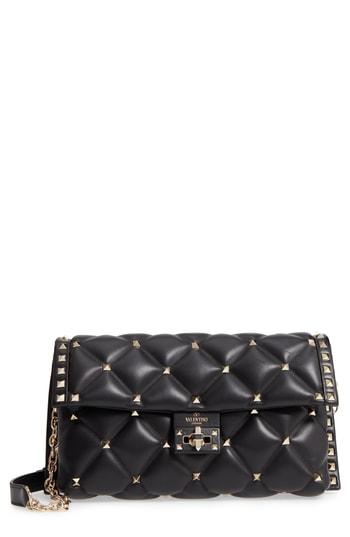 Valentino Garavani Candystud Calfskin Shoulder Bag - Black