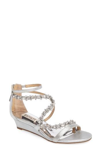 Women's Badgley Mischka Belvedere Embellished Wedge Sandal M - Metallic