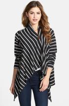 Petite Women's Bobeau One-button Fleece Wrap Cardigan, Size P - Black