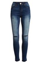 Women's Tinsel Ripped Release Hem Skinny Jeans - Blue