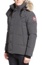Men's Canada Goose Wyndham Slim Fit Genuine Coyote Fur Trim Down Jacket - Grey