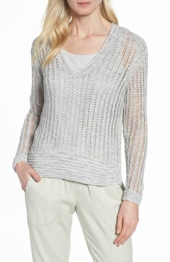 Women's Nic+zoe Open Stitch Sweater - Grey