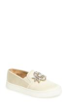 Women's Badgley Mischka Barre Crystal Embellished Slip-on Sneaker .5 M - Ivory