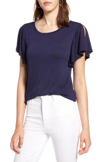 Women's Halogen Slit Sleeve Tee, Size - Blue