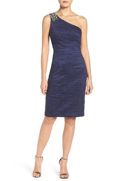 Women's Eliza J Embellished Taffeta Sheath Dress - Blue
