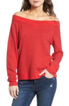Women's Treasure & Bond Off The Shoulder Sweatshirt, Size - Red