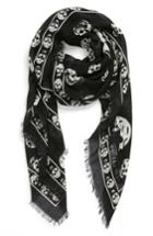 Men's Alexander Mcqueen Skull Print Modal & Silk Scarf, Size None - Black