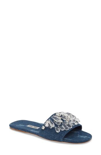 Women's Miu Miu Embellished Slide Sandal Us / 35eu - Blue