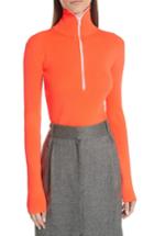 Women's Tibi Rib Knit Half Zip Top - Orange