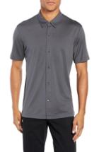 Men's Theory Incisi Slim Fit Knit Silk Blend Shirt - Grey