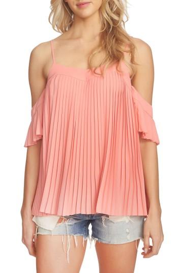 Women's 1.state Pleated Off The Shoulder Top - Coral