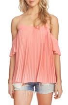 Women's 1.state Pleated Off The Shoulder Top - Coral
