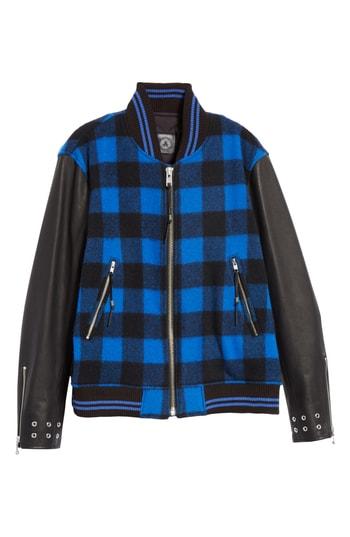 Women's Alchemist The Tombstone Mixed Media Varsity Jacket - Black