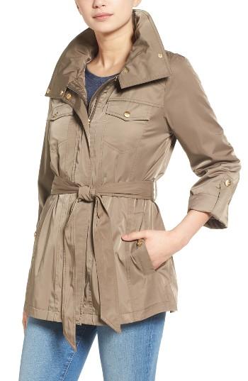 Women's Ellen Tracy Zip Utility Trench Coat - Green