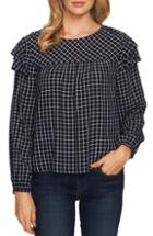 Women's Cece Check Tiered Ruffle Detail Top - Blue