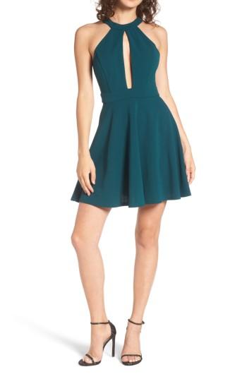 Women's Speechless Choker Collar Skater Dress - Blue