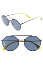 Men's Fendi 54mm Polarized Round Sunglasses - Blue