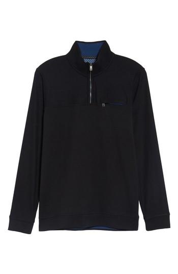 Men's Ted Baker London Livstay Slim Fit Quarter Zip Pullover (l) - Black