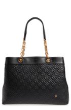Tory Burch Fleming Triple Compartment Leather Tote - Black