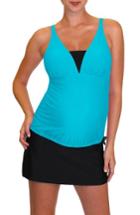 Women's Mermaid Maternity Tankini Top, Size - Blue