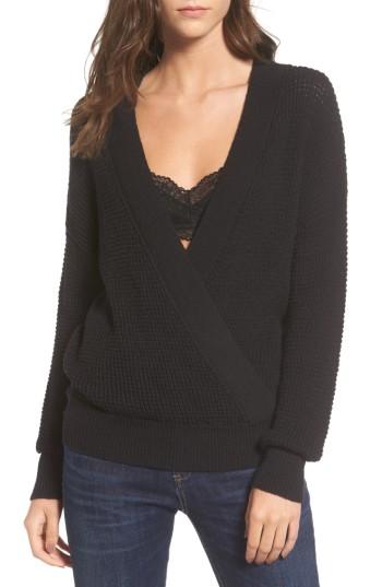 Women's Astr The Label Stephanie Surplice Sweater - Black