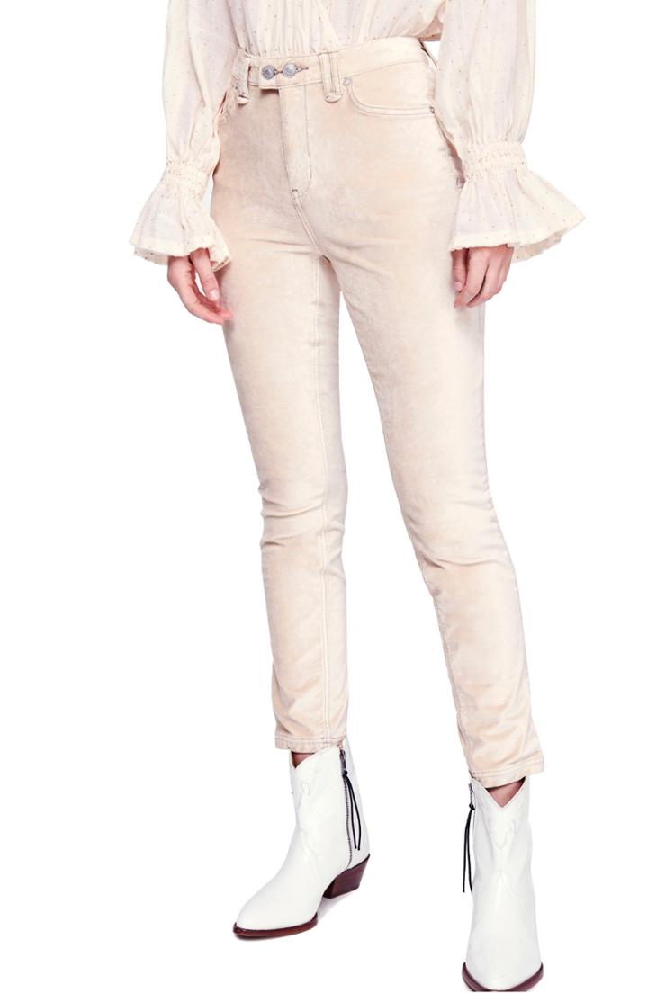 Women's Free People Sweet Jane Velvet Skinny Jeans - Ivory