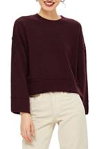 Women's Topshop Mo Seam Detail Popper Sweater Us (fits Like 0) - Purple