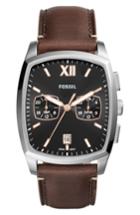 Men's Fossil Knox Dual Time Leather Strap Watch, 38mm X 32mm