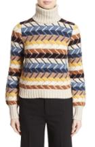 Women's Chloe Herringbone Wool & Cashmere Turtleneck Sweater - Blue