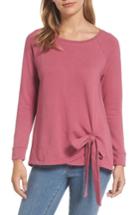 Women's Caslon Tie Front Sweatshirt Tunic - Burgundy