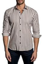 Men's Jared Lang Trim Fit Vertical Stripe Sport Shirt, Size - White