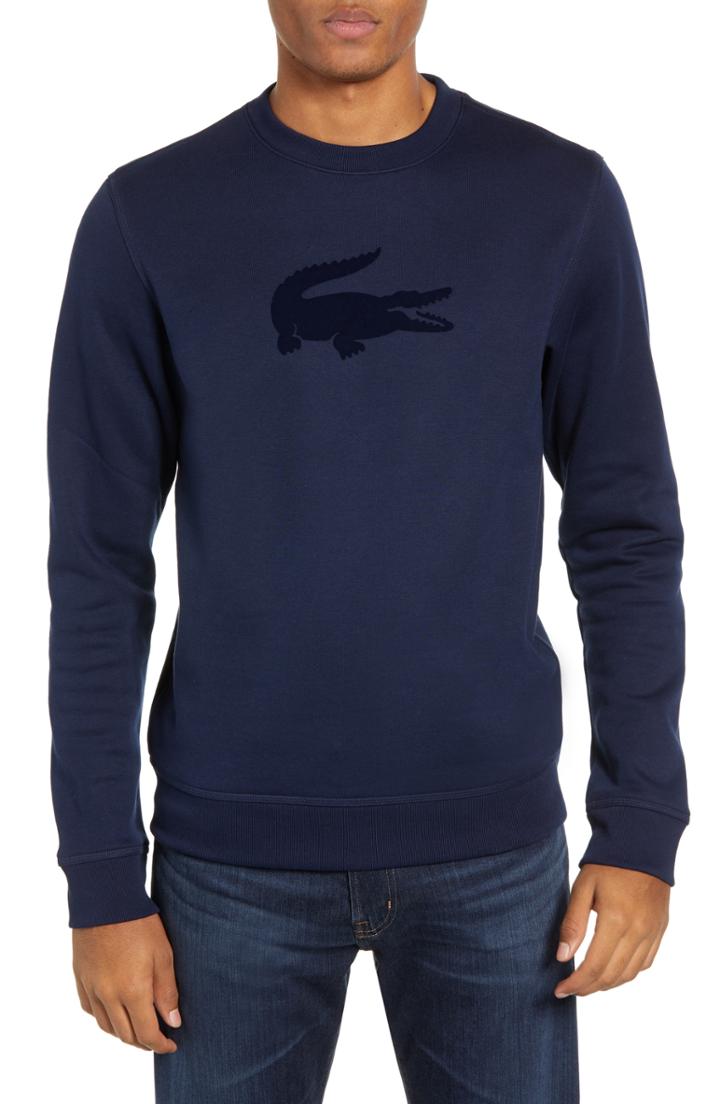 Men's Lacoste Felt Croc Fleece Sweatshirt (s) - Blue