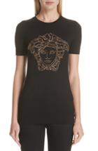 Women's Burberry Kabini Check Cuff Stretch Cotton Tee, Size - Black