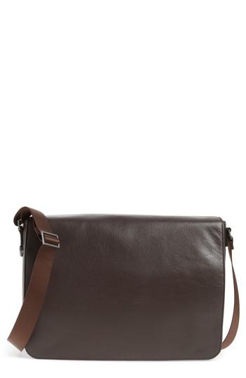 Men's Nordstrom Men's Shop Midland Leather Messenger Bag - Brown