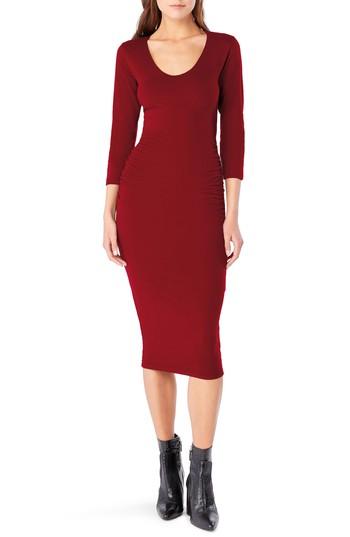 Women's Michael Stars Ruched Midi Dress - Red