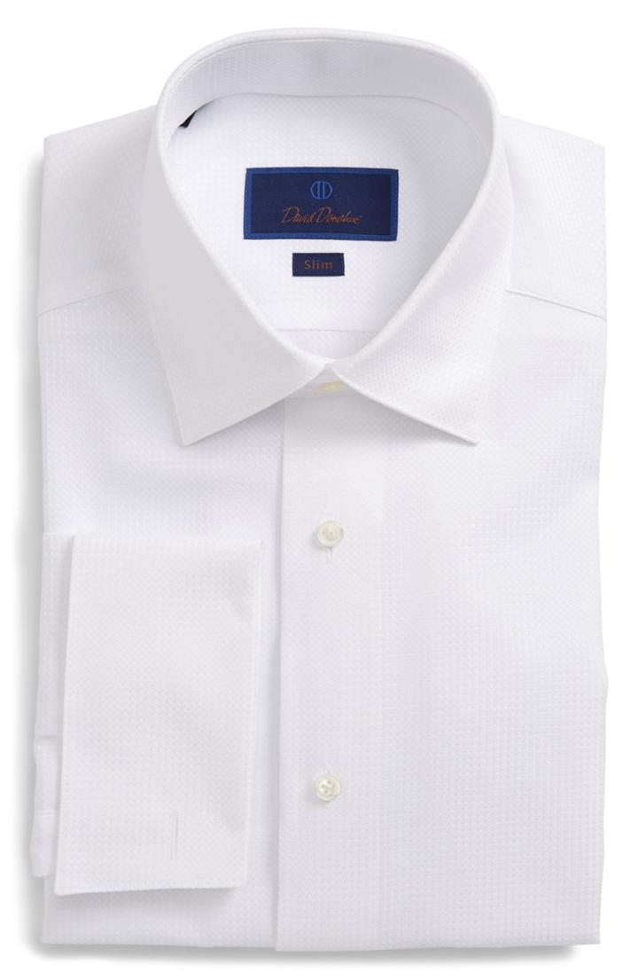 Men's David Donahue Slim Fit Tuxedo Shirt .5 34/35 - White