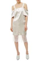 Women's Topshop Lace & Satin Off The Shoulder Dress Us (fits Like 0) - Ivory