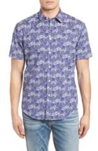 Men's Coastaoro Lajoyas Regular Fit Palm Print Sport Shirt - Blue