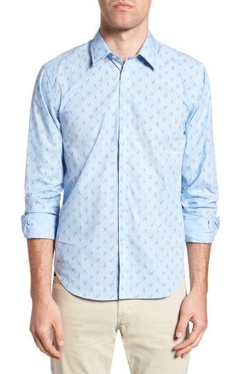 Men's Jeremy Argyle Slim Fit Lobster Print Sport Shirt - Blue