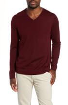 Men's Nordstrom Signature Cashmere V-neck Sweater, Size - Burgundy