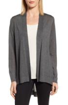 Women's Eileen Fisher Tencel & Merino Wool Shaped Cardigan, Size - Grey