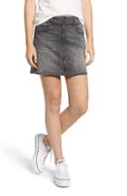 Women's Sp Black Zip Front Denim Miniskirt
