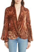 Women's Caroline Constas Bette Velvet Devore Blouse - Metallic