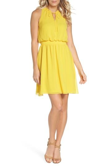 Women's Adrianna Papell Sleeveless Chiffon Blouson Dress - Yellow