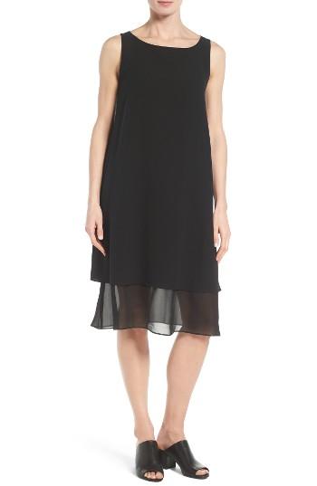 Women's Eileen Fisher Silk Georgette Shift Dress