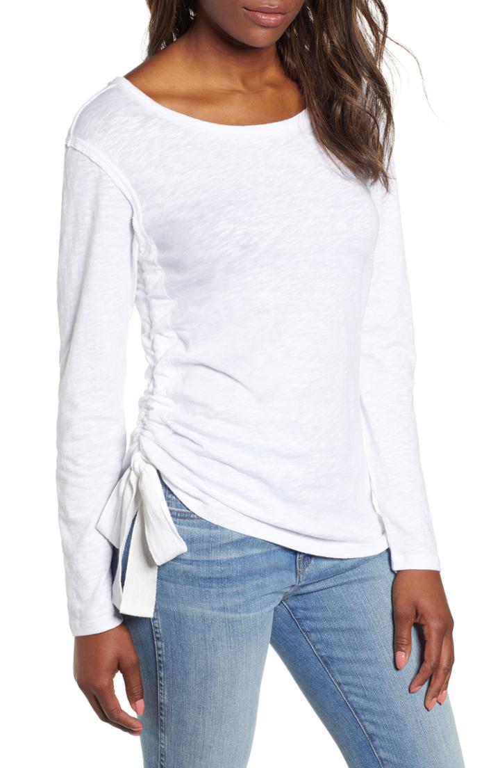Women's Caslon Side Shirred Top, Size - White
