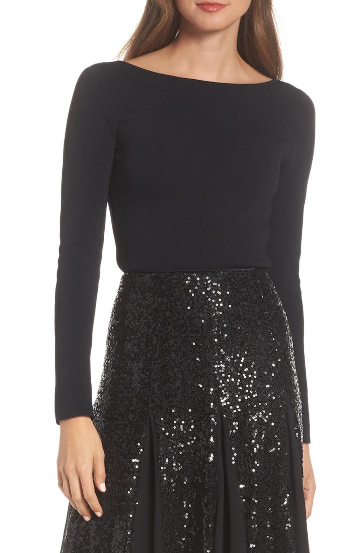 Women's Eliza J Bow Back Sweater - Black