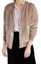 Women's Madewell Velvet Bomber Jacket - Beige