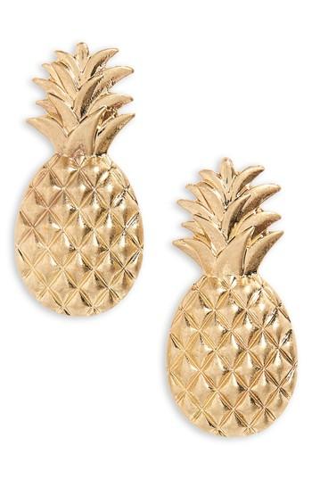 Women's Canvas Large Pineapple Stud Earrings